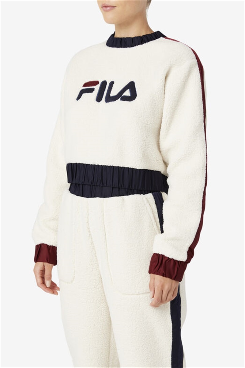 Navy / Brown Women's Fila Tabitha Crewneck Sweatshirts | Saudi Arabia-792568