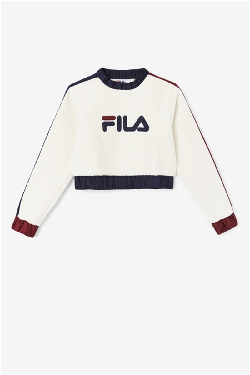 Navy / Brown Women\'s Fila Tabitha Crewneck Sweatshirts | Saudi Arabia-792568