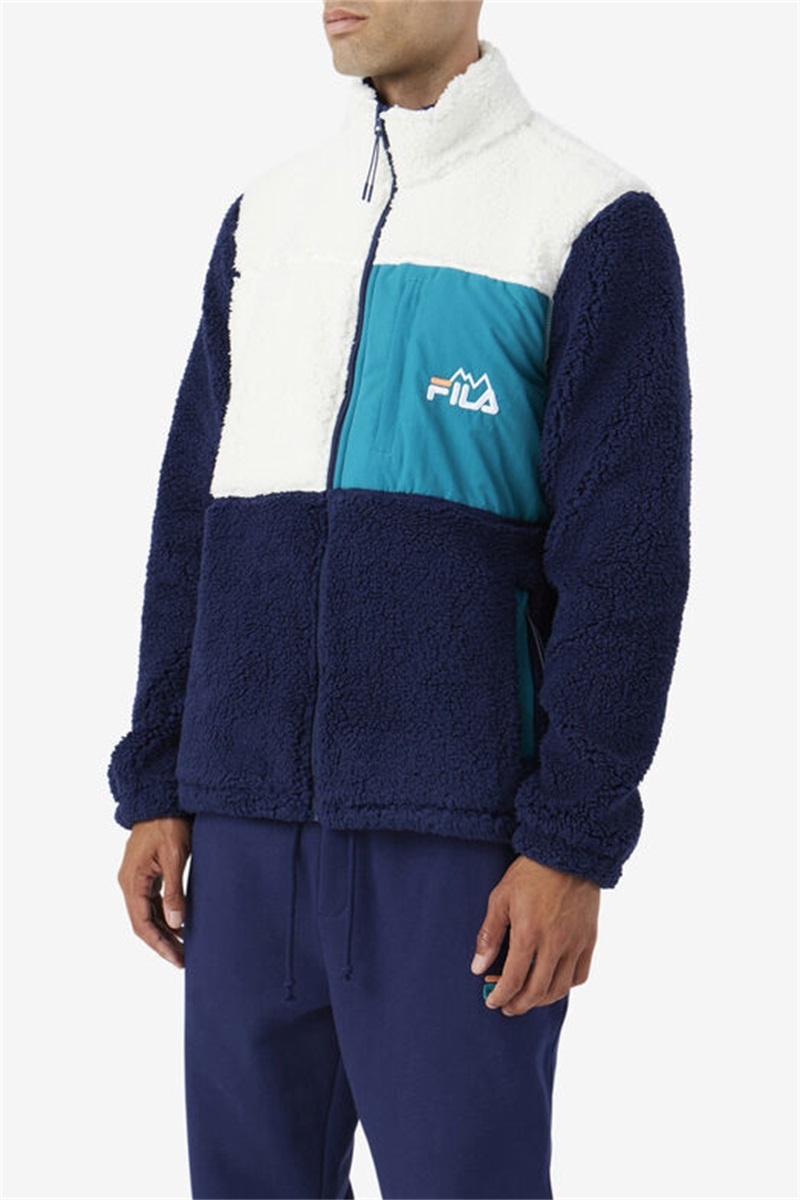 Navy / Deep Men's Fila Ravi Sherpa Jackets | Saudi Arabia-143029