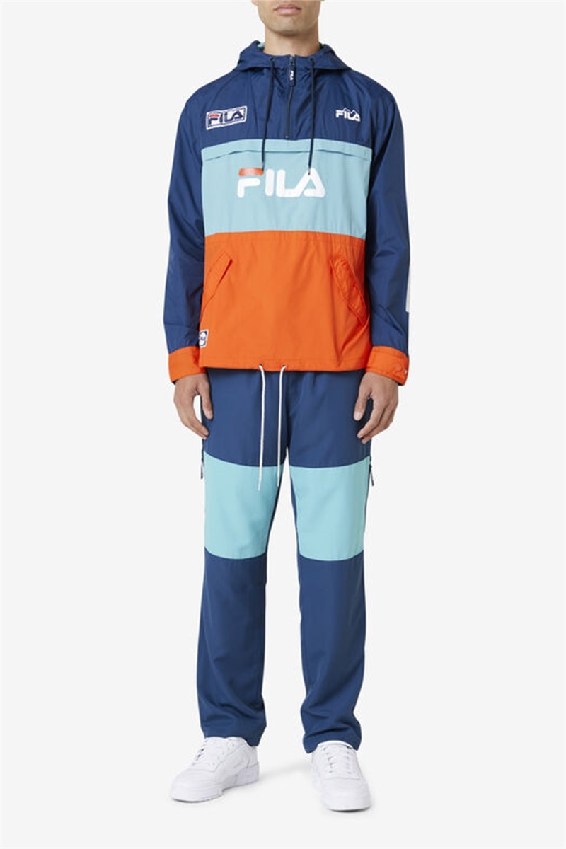 Navy / Pink Men's Fila Tharu Wind Jacket | Saudi Arabia-741098