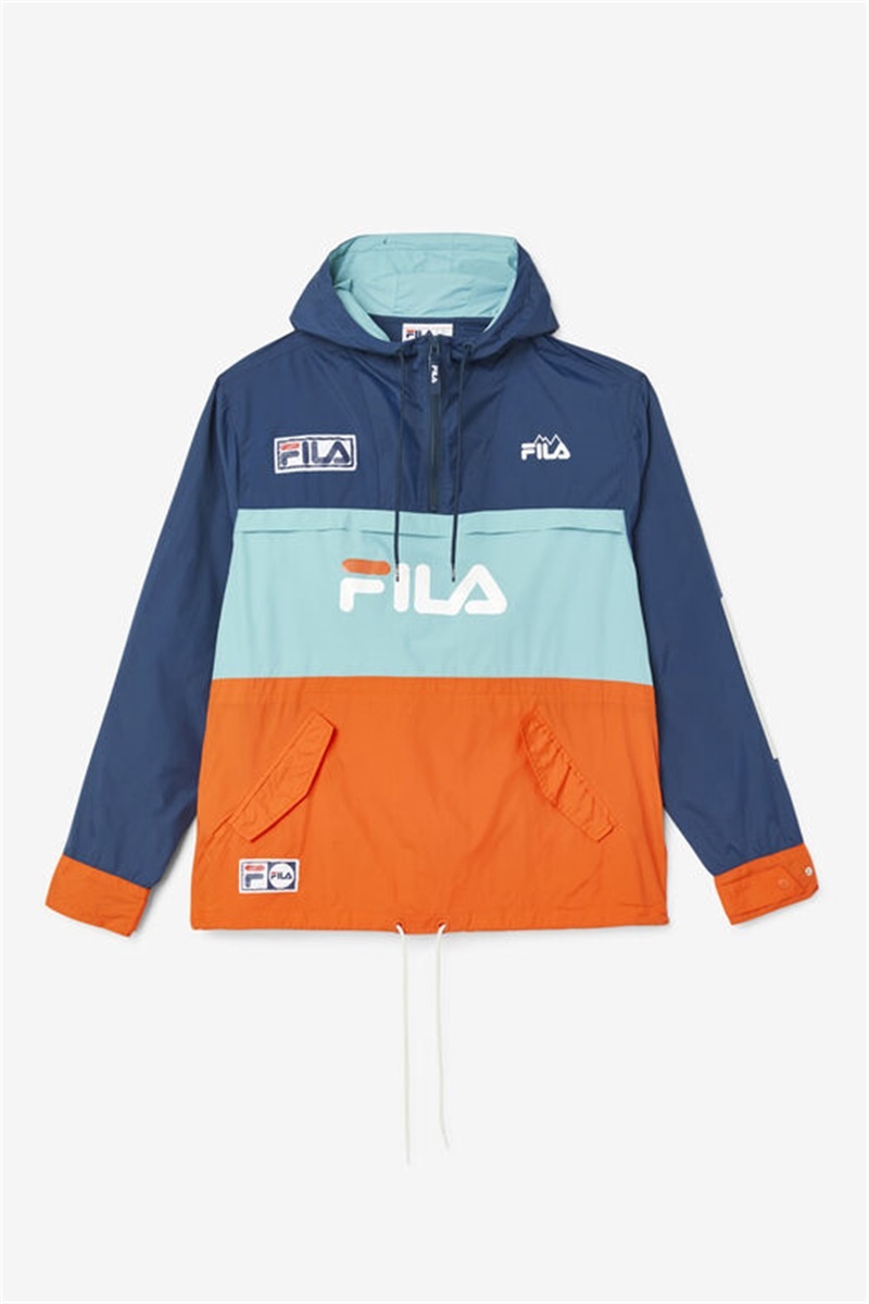 Navy / Pink Men\'s Fila Tharu Wind Jacket | Saudi Arabia-741098