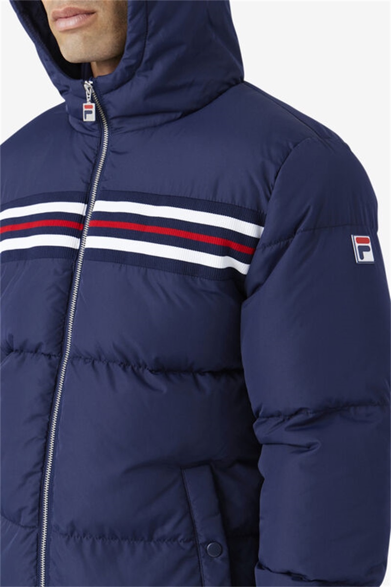 Navy / Red Men's Fila Jake Puffer Jacket | Saudi Arabia-409756