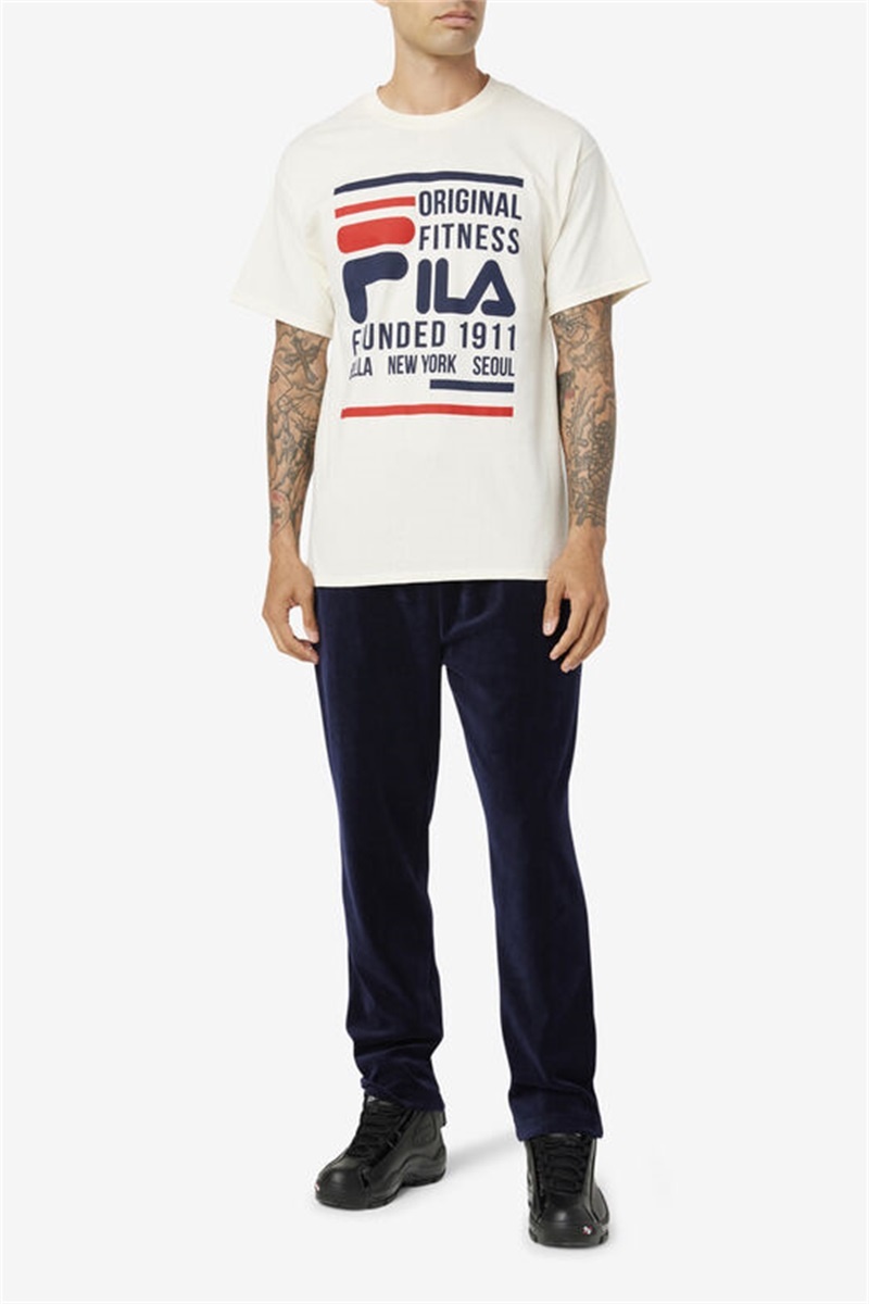 Navy / Red Men's Fila Original Fitness Tee | Saudi Arabia-786415