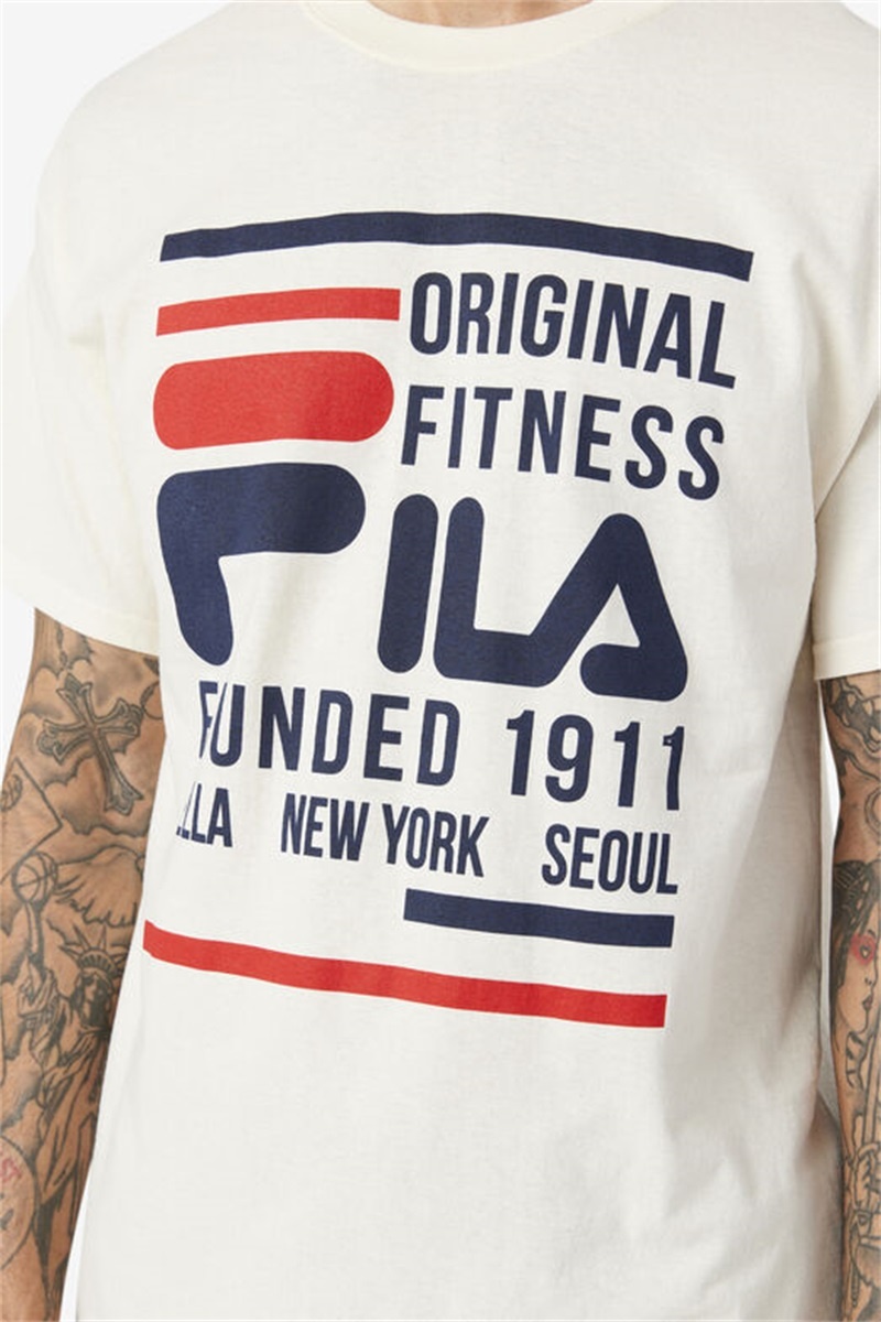 Navy / Red Men's Fila Original Fitness Tee | Saudi Arabia-786415