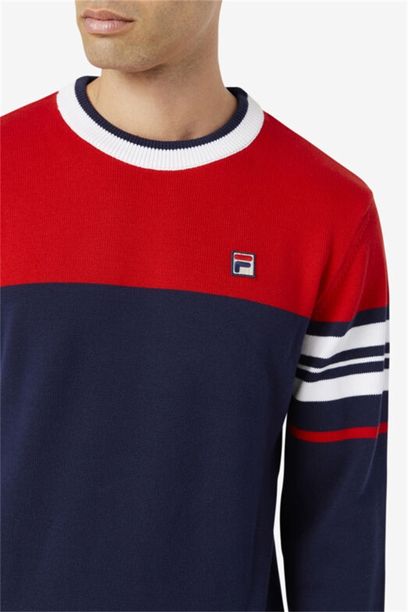 Navy / Red / White Men's Fila Everly Sweaters | Saudi Arabia-432895