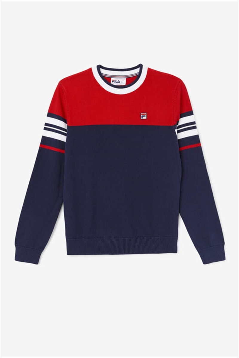 Navy / Red / White Men\'s Fila Everly Sweaters | Saudi Arabia-432895