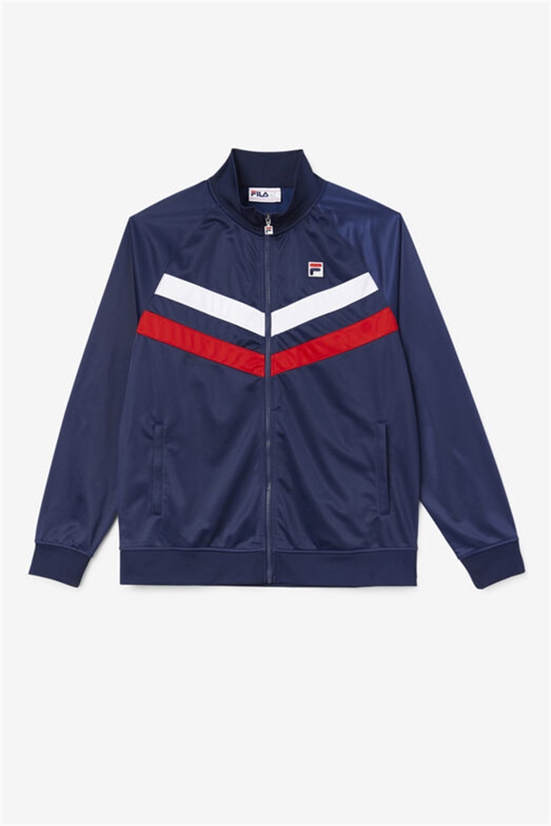 Navy / Red / White Men\'s Fila Jaya Track Jackets | Saudi Arabia-239754