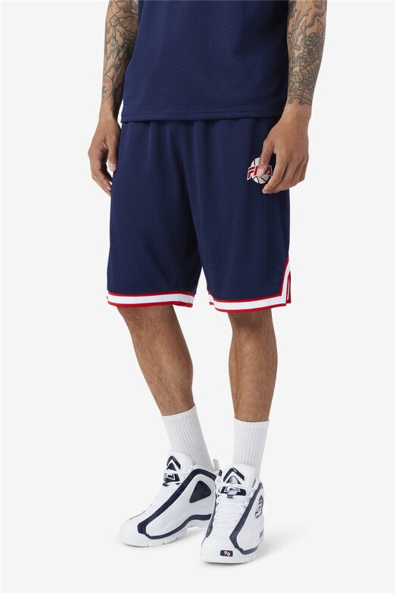 Navy / Red / White Men's Fila Ovi Basketball Shorts | Saudi Arabia-925847