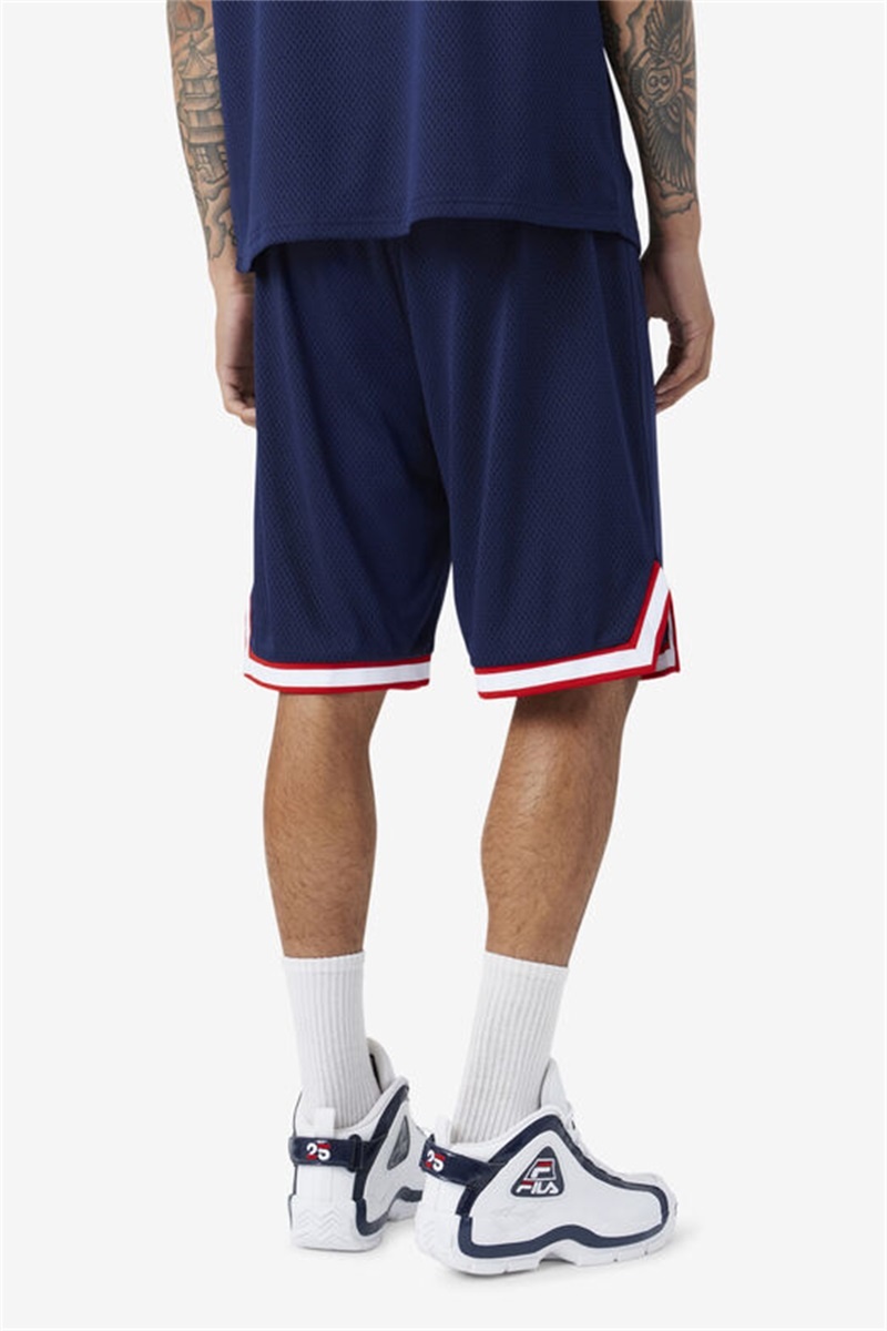 Navy / Red / White Men's Fila Ovi Basketball Shorts | Saudi Arabia-925847