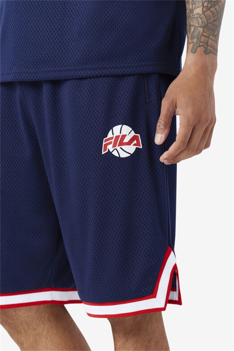 Navy / Red / White Men's Fila Ovi Basketball Shorts | Saudi Arabia-925847