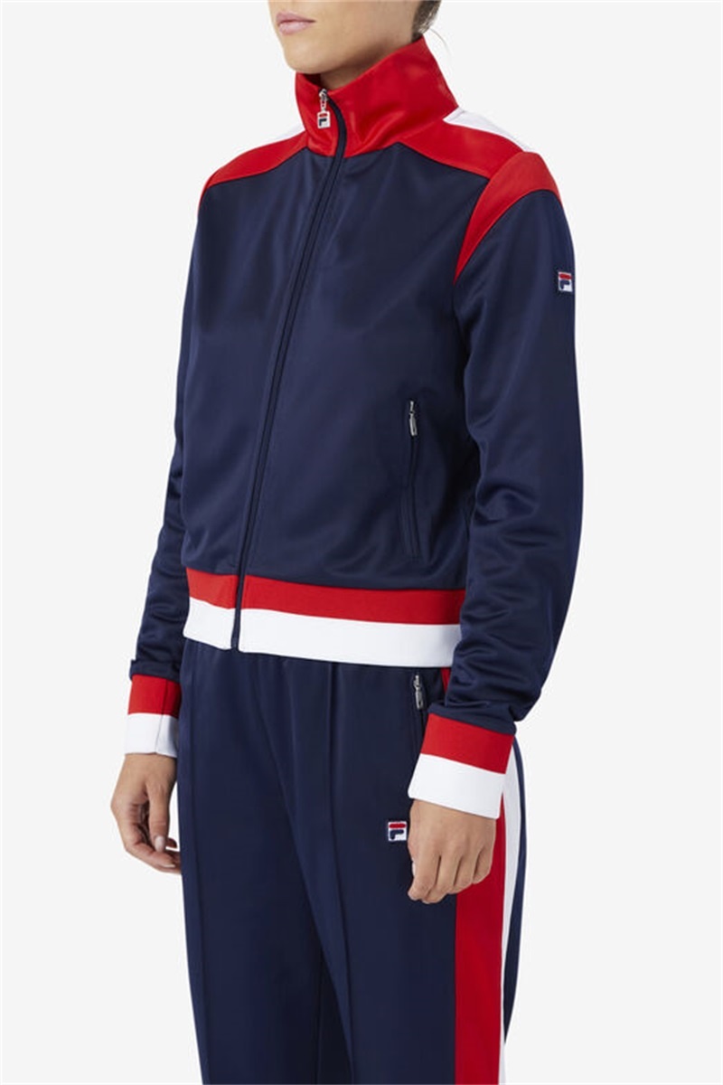 Navy / Red / White Men's Fila Sandy Track Jackets | Saudi Arabia-105934