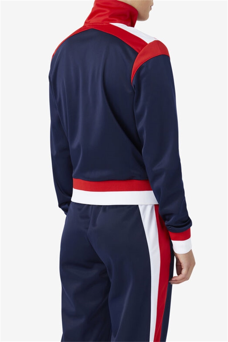 Navy / Red / White Men's Fila Sandy Track Jackets | Saudi Arabia-105934