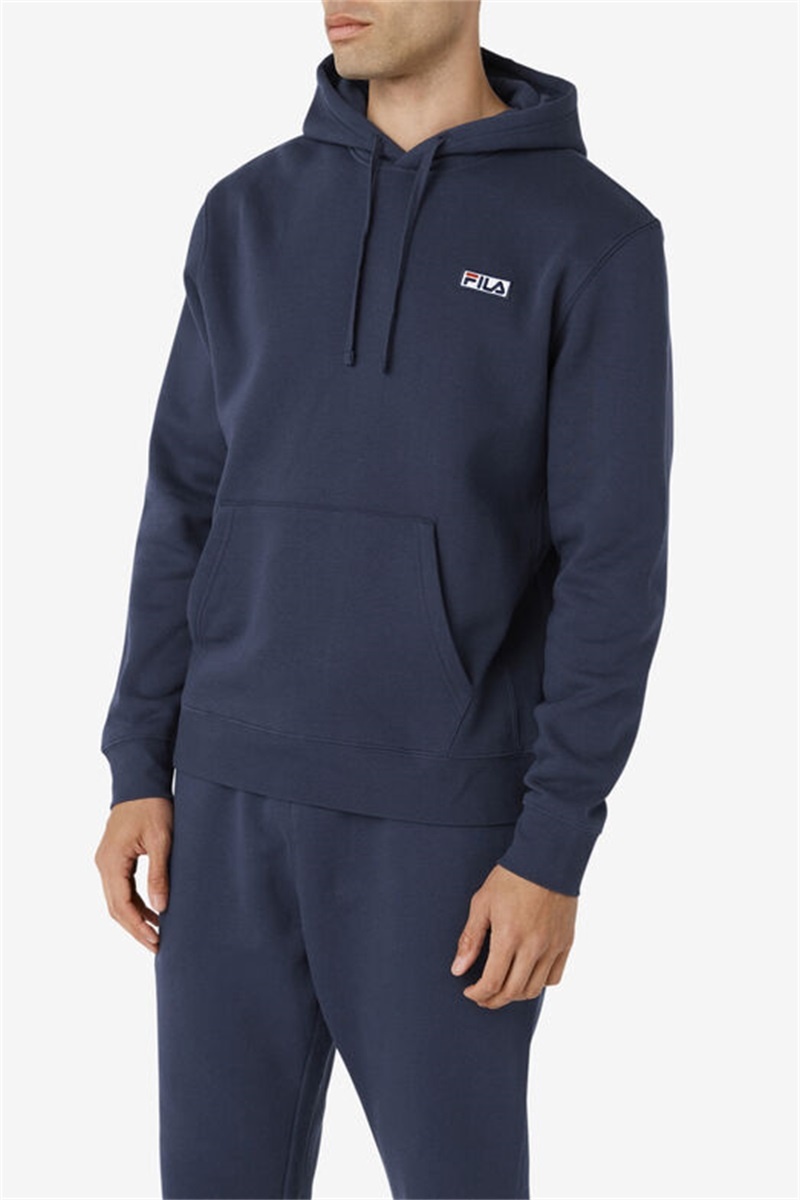 Navy / White Men's Fila Algot Hoodie | Saudi Arabia-689132