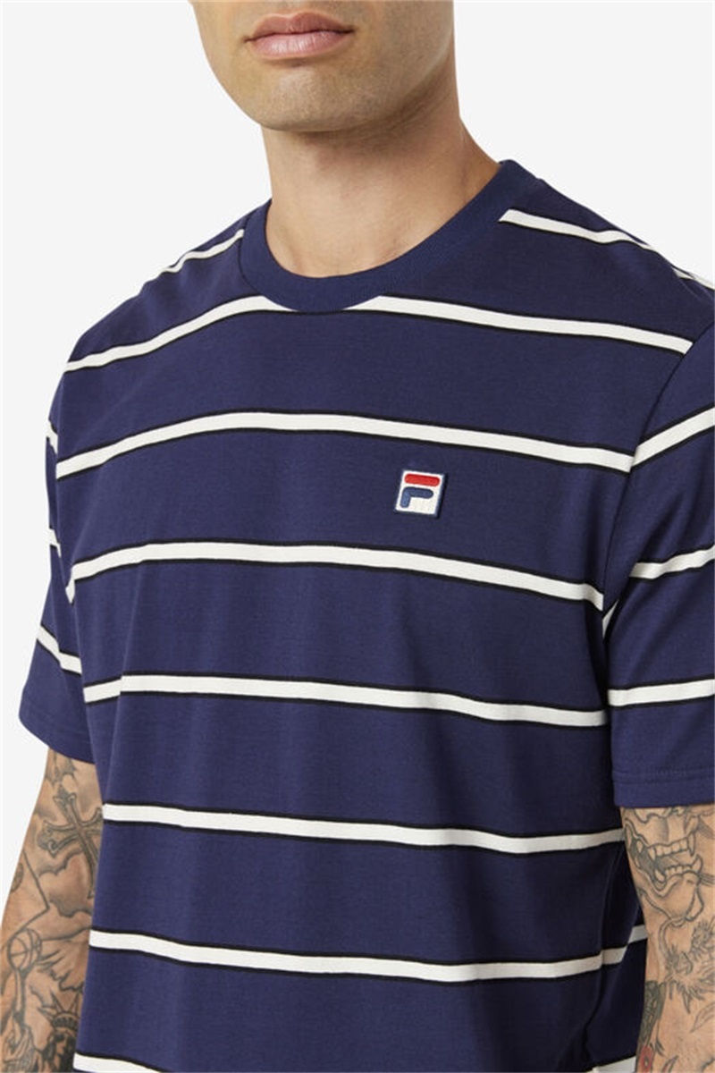 Navy / White Men's Fila Felix Tee | Saudi Arabia-308264