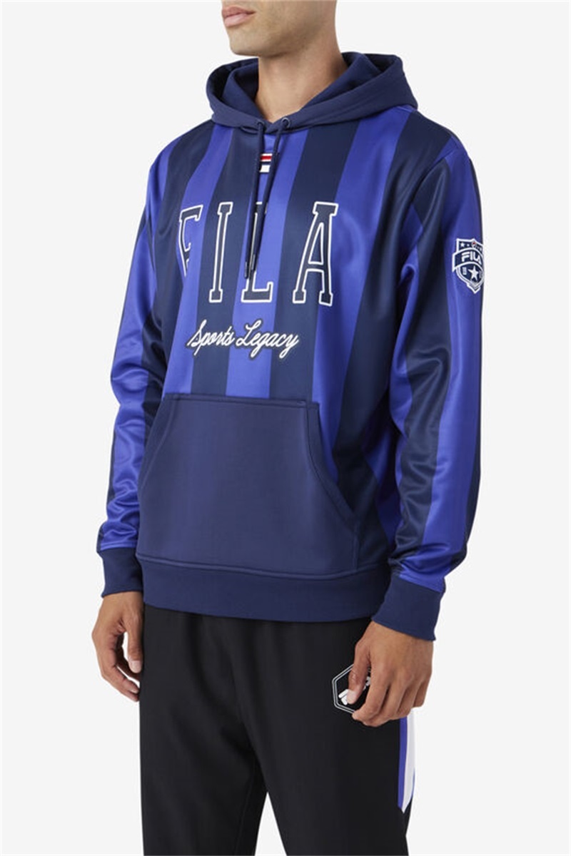 Navy / White Men's Fila Soni Hoodie | Saudi Arabia-127438