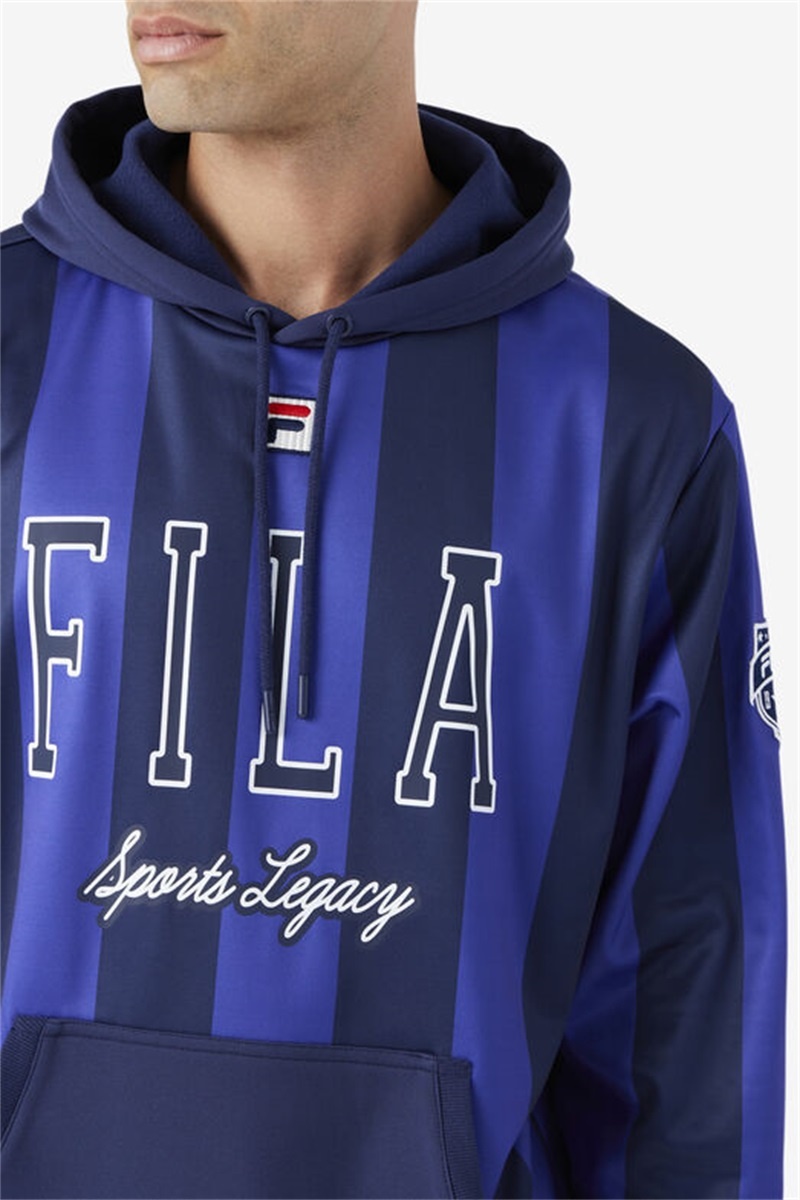 Navy / White Men's Fila Soni Hoodie | Saudi Arabia-127438