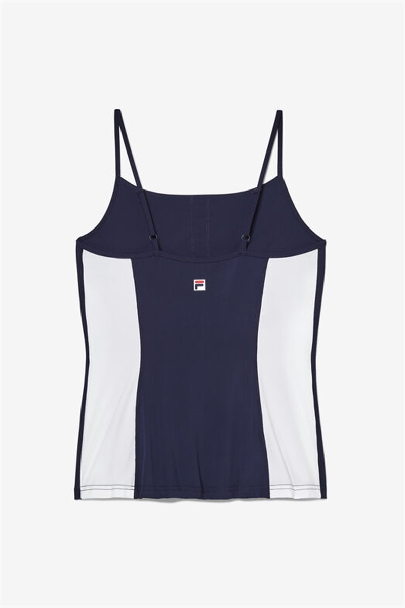 Navy / White Women's Fila Essentials Cami Tanks | Saudi Arabia-684219