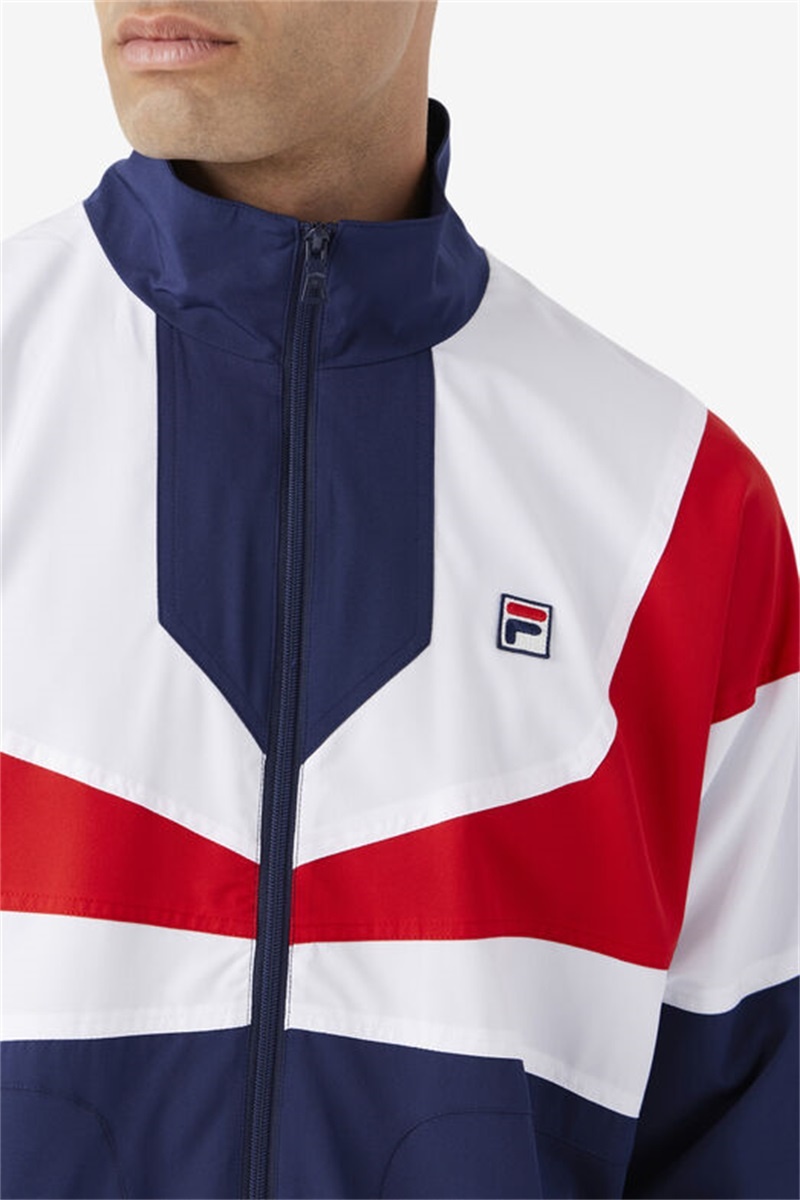 Navy / White / Red Men's Fila Amar Track Jackets | Saudi Arabia-478502