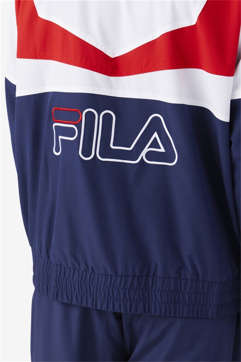 Navy / White / Red Men's Fila Amar Track Jackets | Saudi Arabia-478502