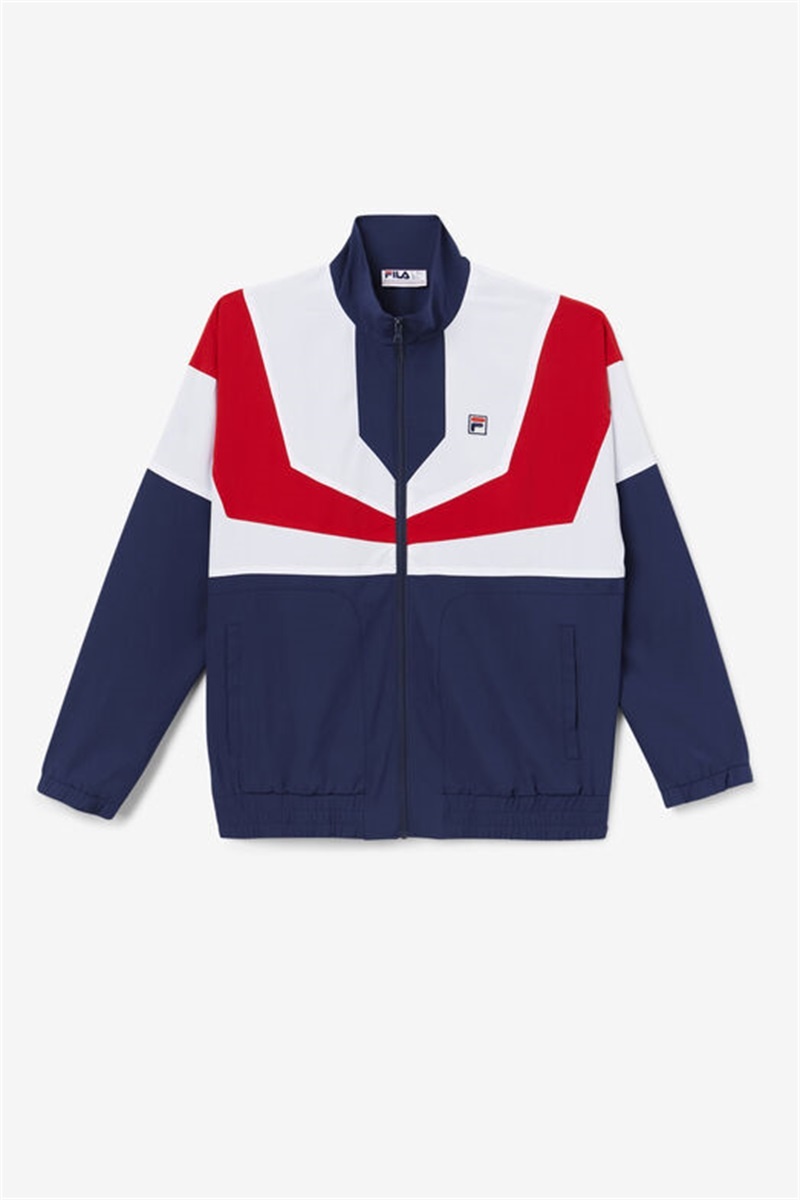 Navy / White / Red Men\'s Fila Amar Track Jackets | Saudi Arabia-478502