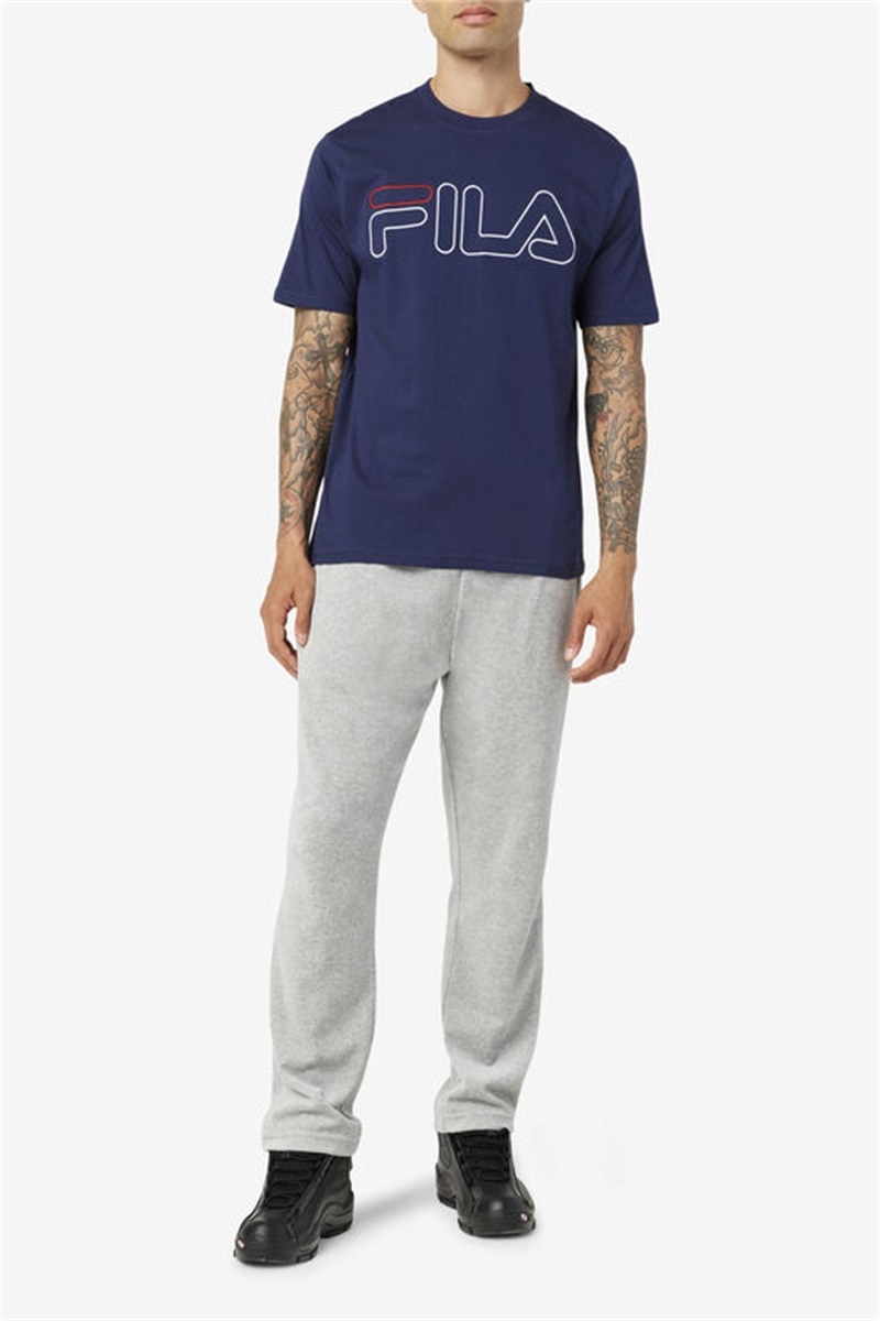 Navy / White / Red Men's Fila Borough Tee | Saudi Arabia-723489