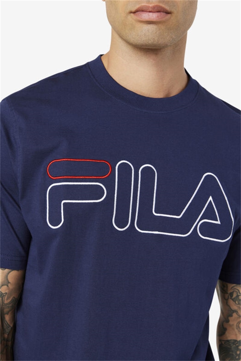 Navy / White / Red Men's Fila Borough Tee | Saudi Arabia-723489