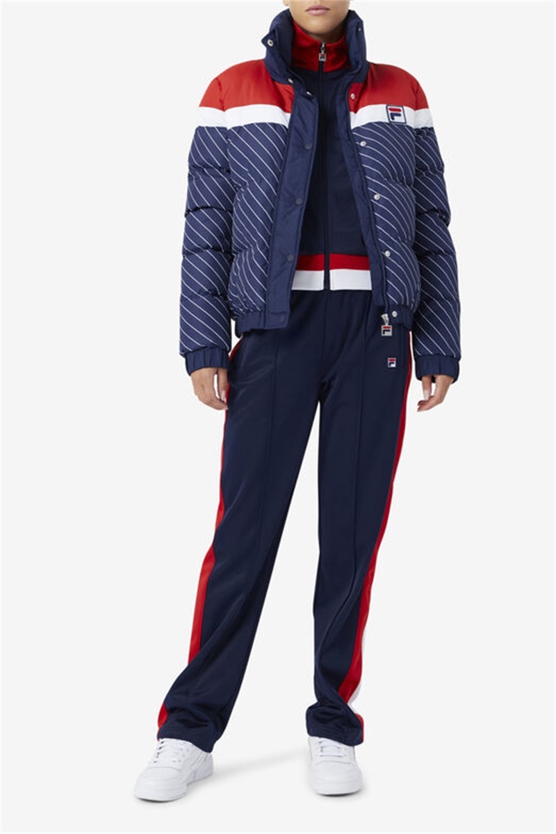 Navy / White / Red Women's Fila Lottie Puffer Jacket | Saudi Arabia-472589