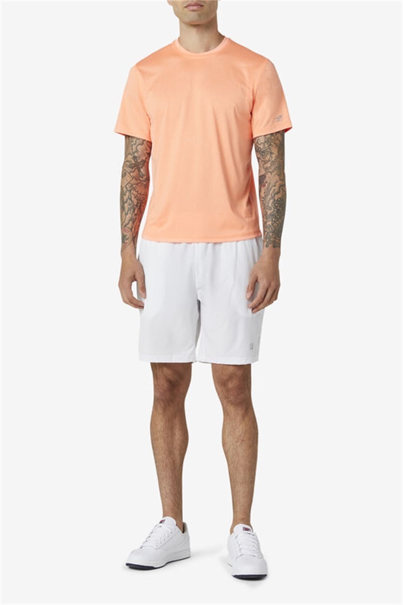 Orange Men's Fila Pickleball Scallop Hem Crew Shirts | Saudi Arabia-814750