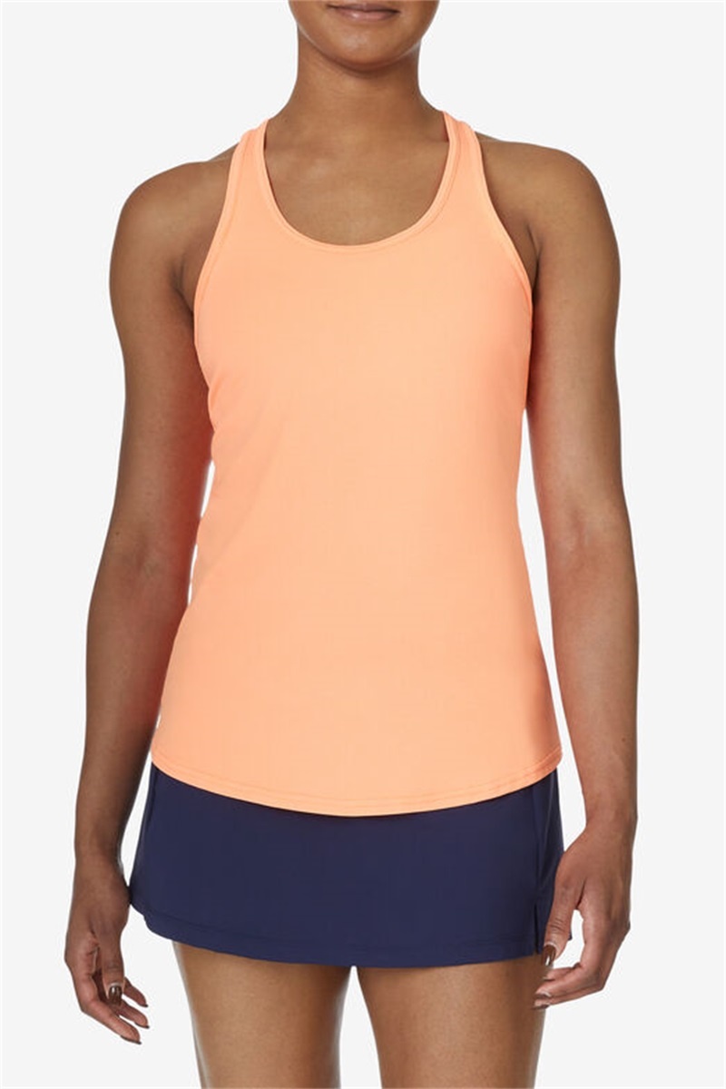 Orange Women's Fila Racerback Loose Fit Tanks | Saudi Arabia-286940