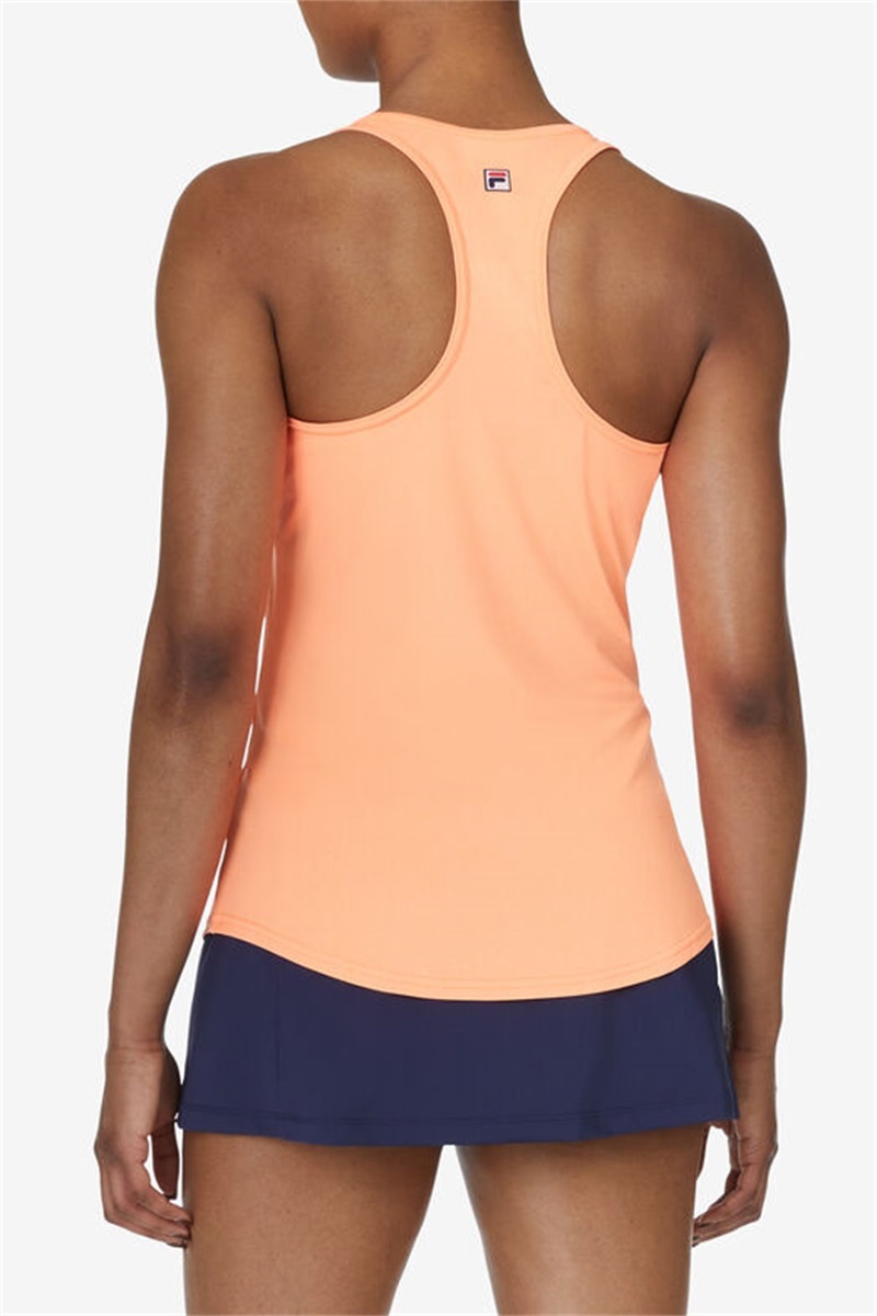 Orange Women's Fila Racerback Loose Fit Tanks | Saudi Arabia-286940