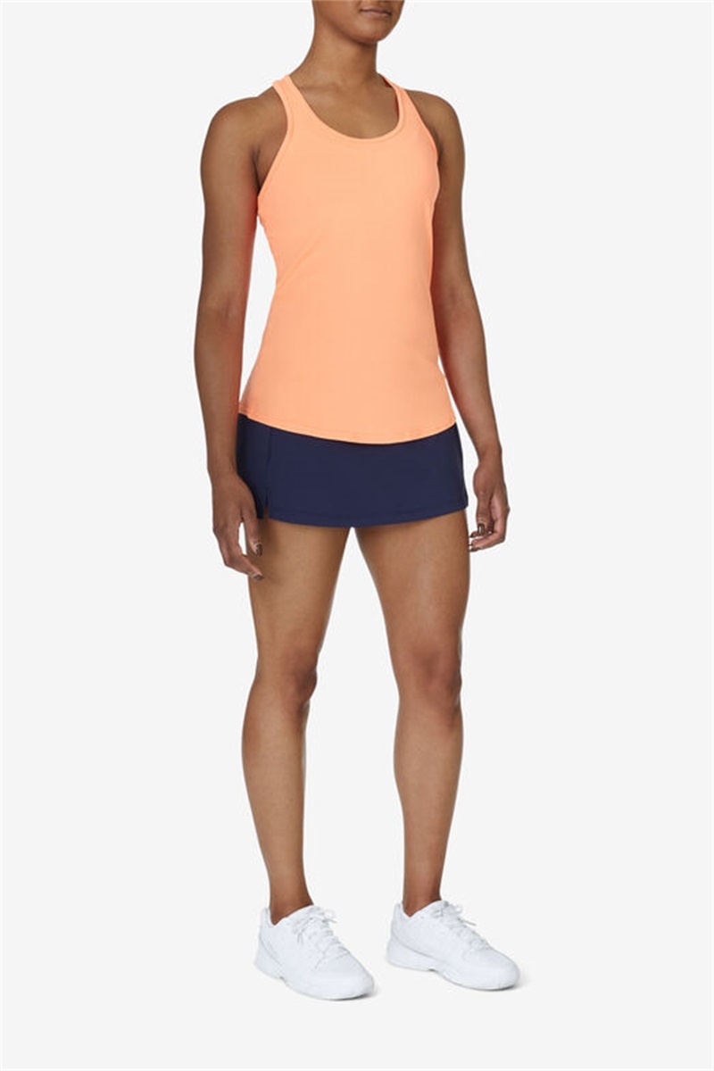 Orange Women's Fila Racerback Loose Fit Tanks | Saudi Arabia-286940