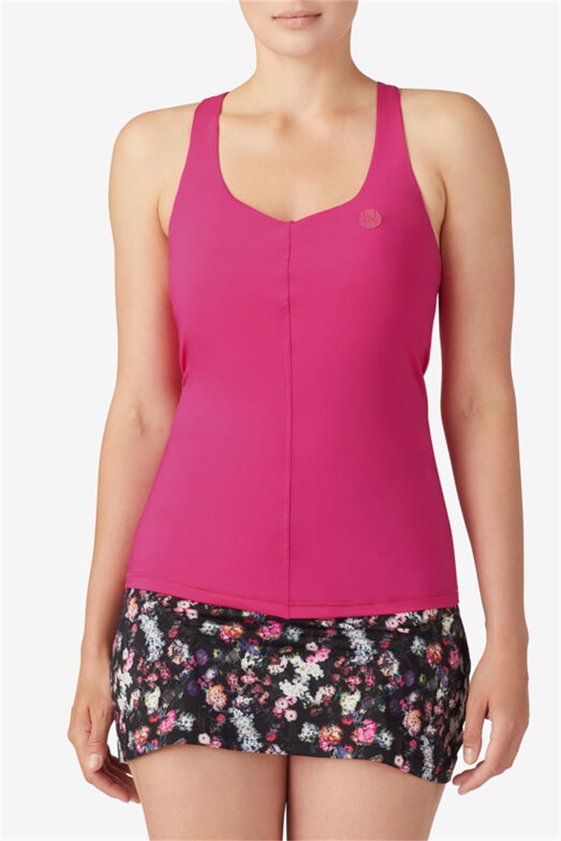 Pink Peacock Women's Fila Kick Serve Racerback Tanks | Saudi Arabia-249706