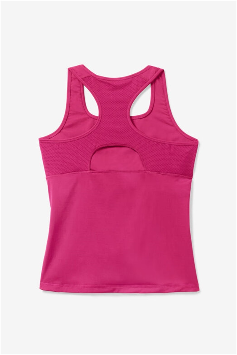 Pink Peacock / White Women's Fila Center Court Racerback Tanks | Saudi Arabia-063592