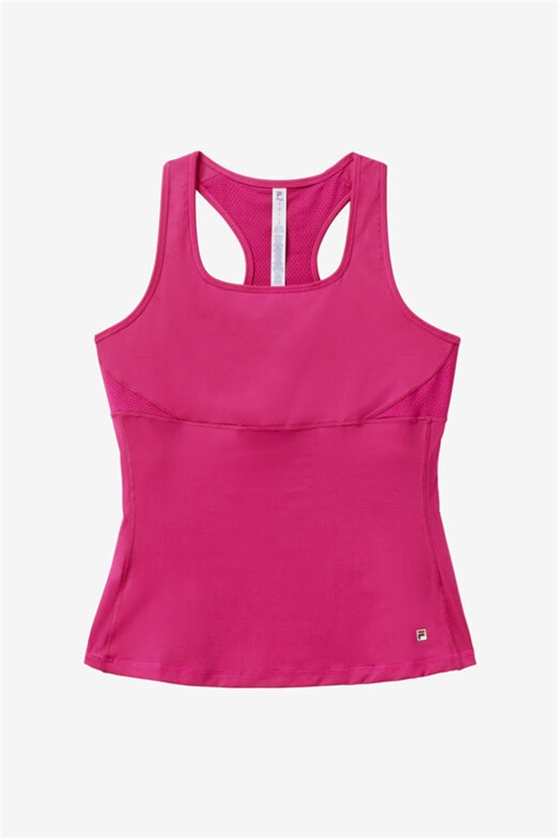 Pink Peacock / White Women\'s Fila Center Court Racerback Tanks | Saudi Arabia-063592