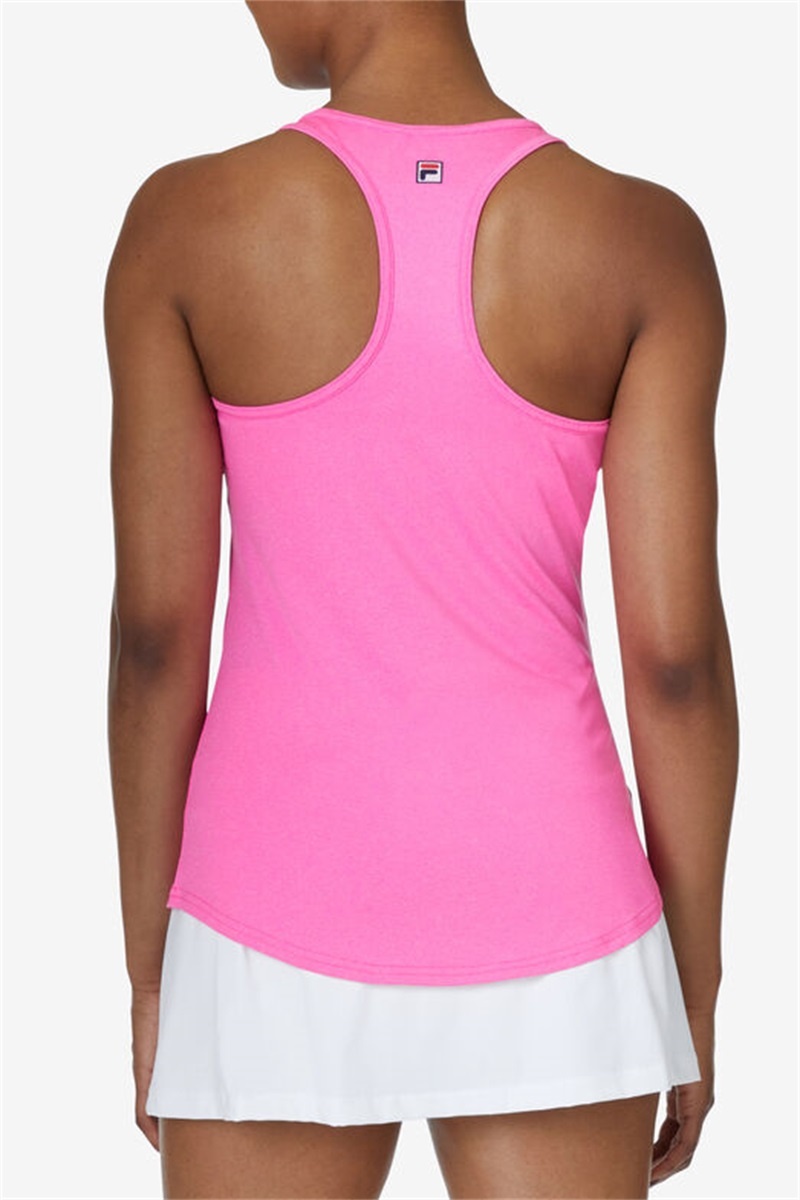 Pink Women's Fila Racerback Loose Fit Tanks | Saudi Arabia-032617