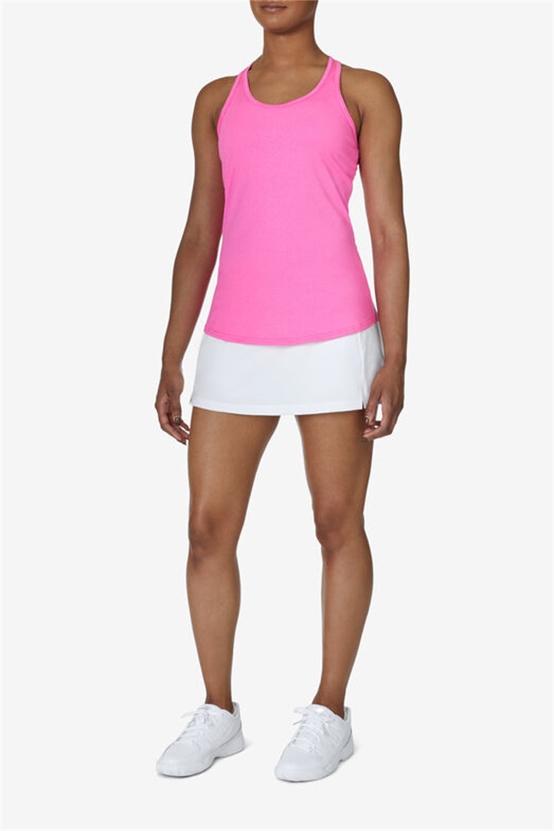 Pink Women's Fila Racerback Loose Fit Tanks | Saudi Arabia-032617