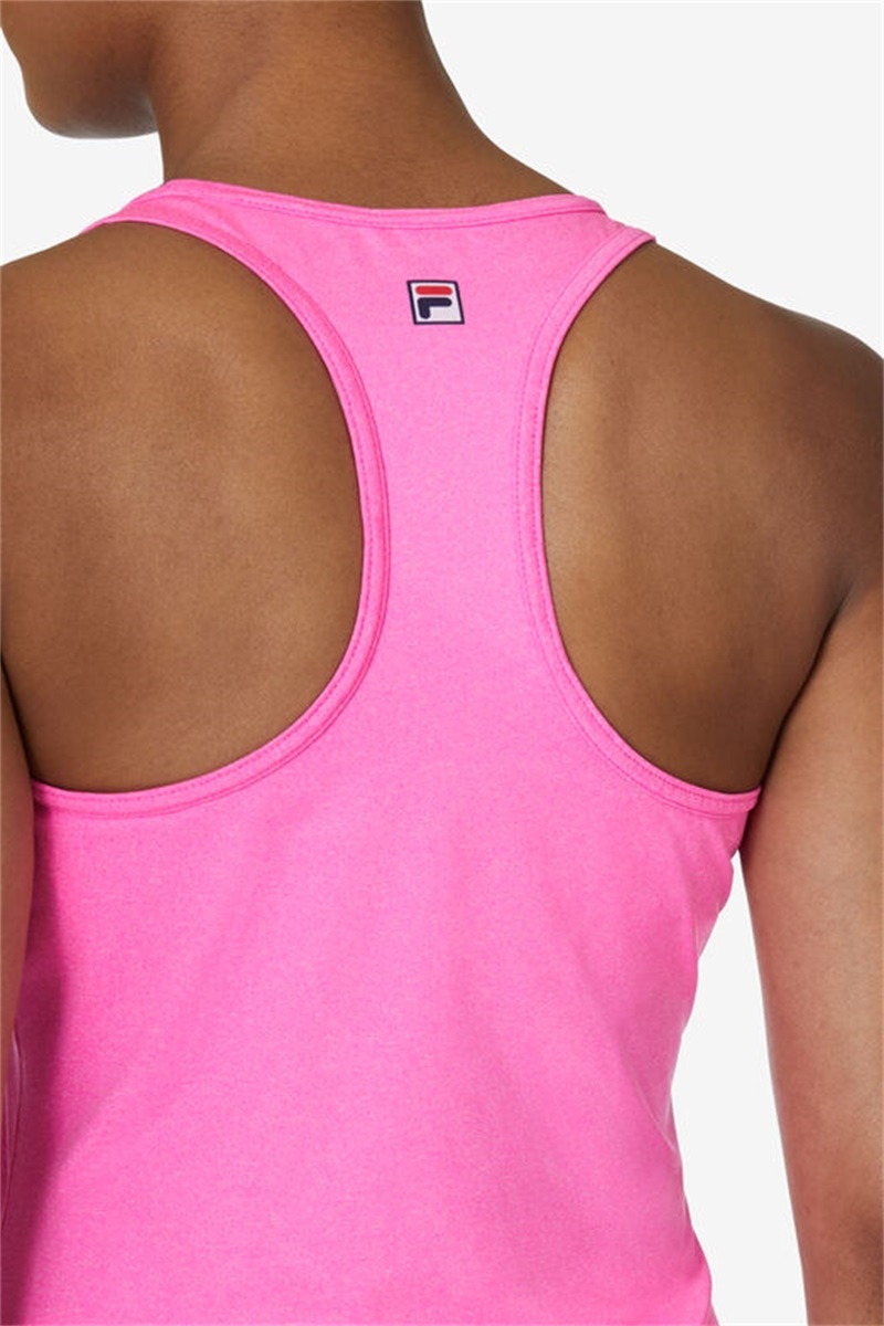 Pink Women's Fila Racerback Loose Fit Tanks | Saudi Arabia-032617