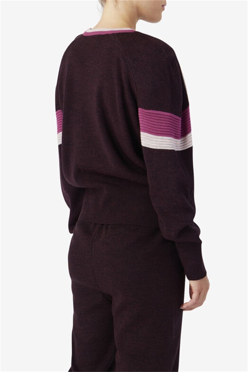 Purple Burgundy / Dark Red Women's Fila Frankie Knit Crew Tops | Saudi Arabia-326174