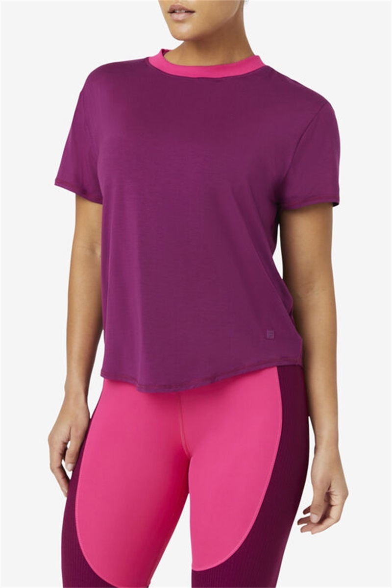 Purple Women's Fila Fi-Lux Short Sleeve Tops | Saudi Arabia-963510