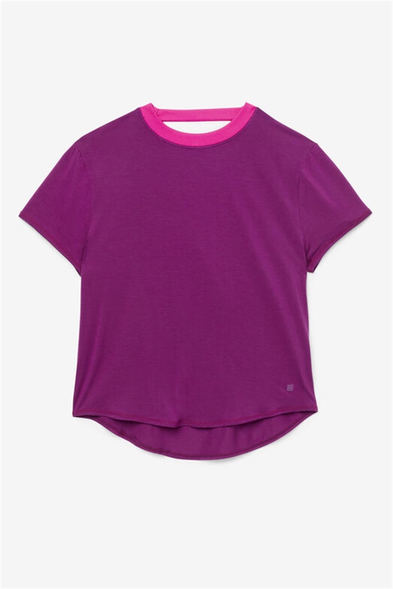 Purple Women\'s Fila Fi-Lux Short Sleeve Tops | Saudi Arabia-963510