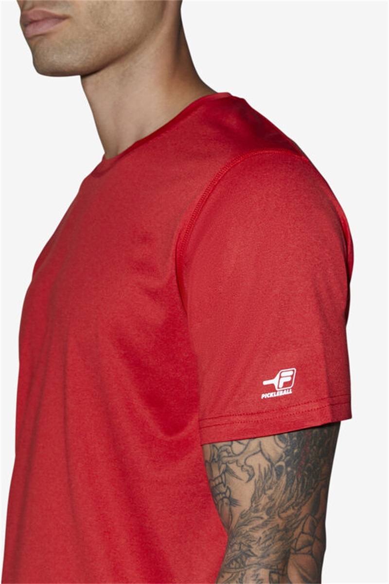 Red Men's Fila Pickleball Scallop Hem Crew Shirts | Saudi Arabia-724638