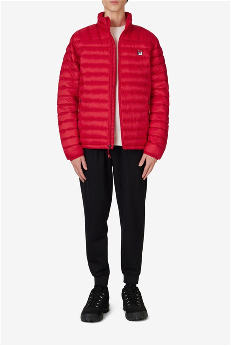 Red Men's Fila Premium Lightweight Puffers | Saudi Arabia-502834