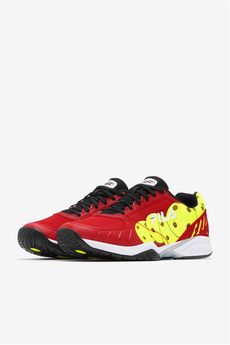 Red / Black / Yellow Men's Fila Volley Zone Shoes | Saudi Arabia-742965