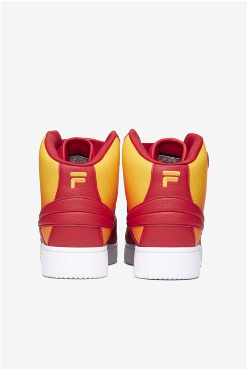 Red / Lemon / Orange Men's Fila A-High Fade Shoes | Saudi Arabia-976538