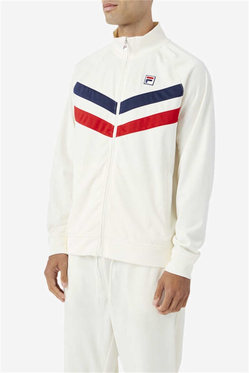 Red / Navy Men's Fila Jaya Track Jackets | Saudi Arabia-140359