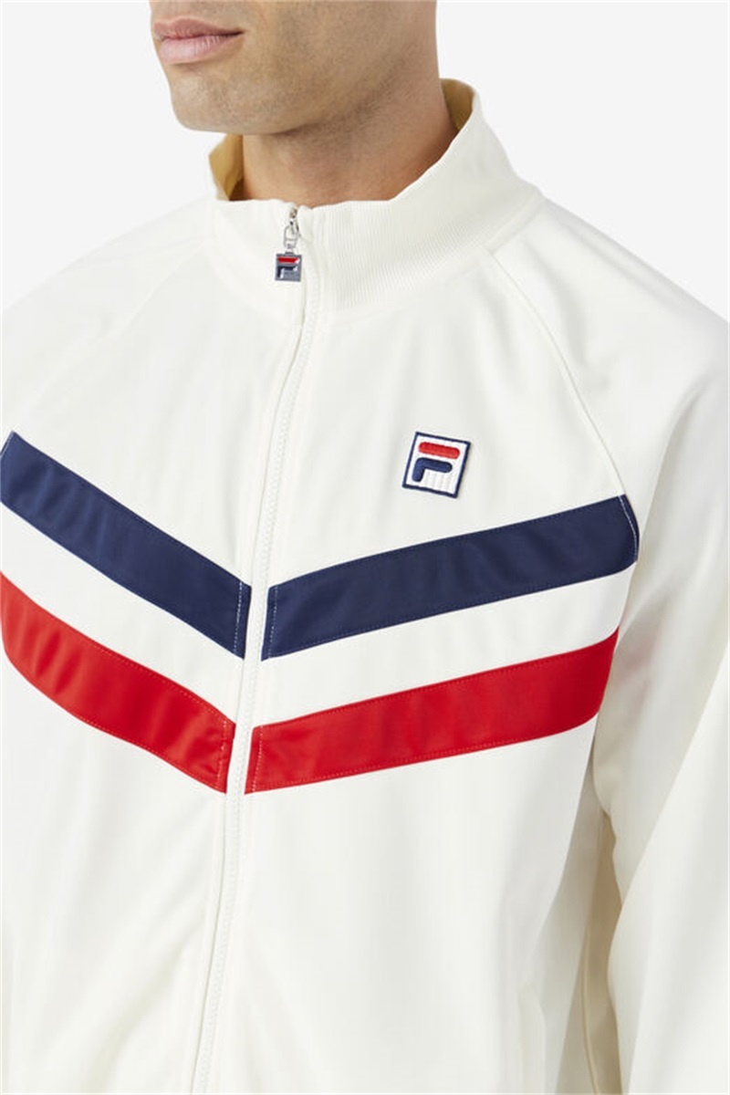 Red / Navy Men's Fila Jaya Track Jackets | Saudi Arabia-140359