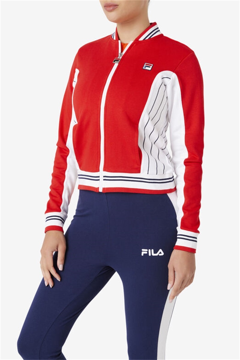 Red / White / Navy Women's Fila Settanta Ii Jackets | Saudi Arabia-416573