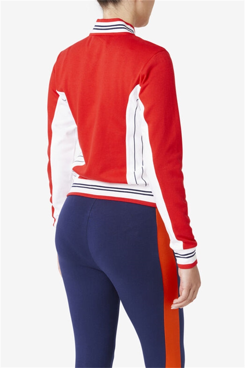 Red / White / Navy Women's Fila Settanta Ii Jackets | Saudi Arabia-416573