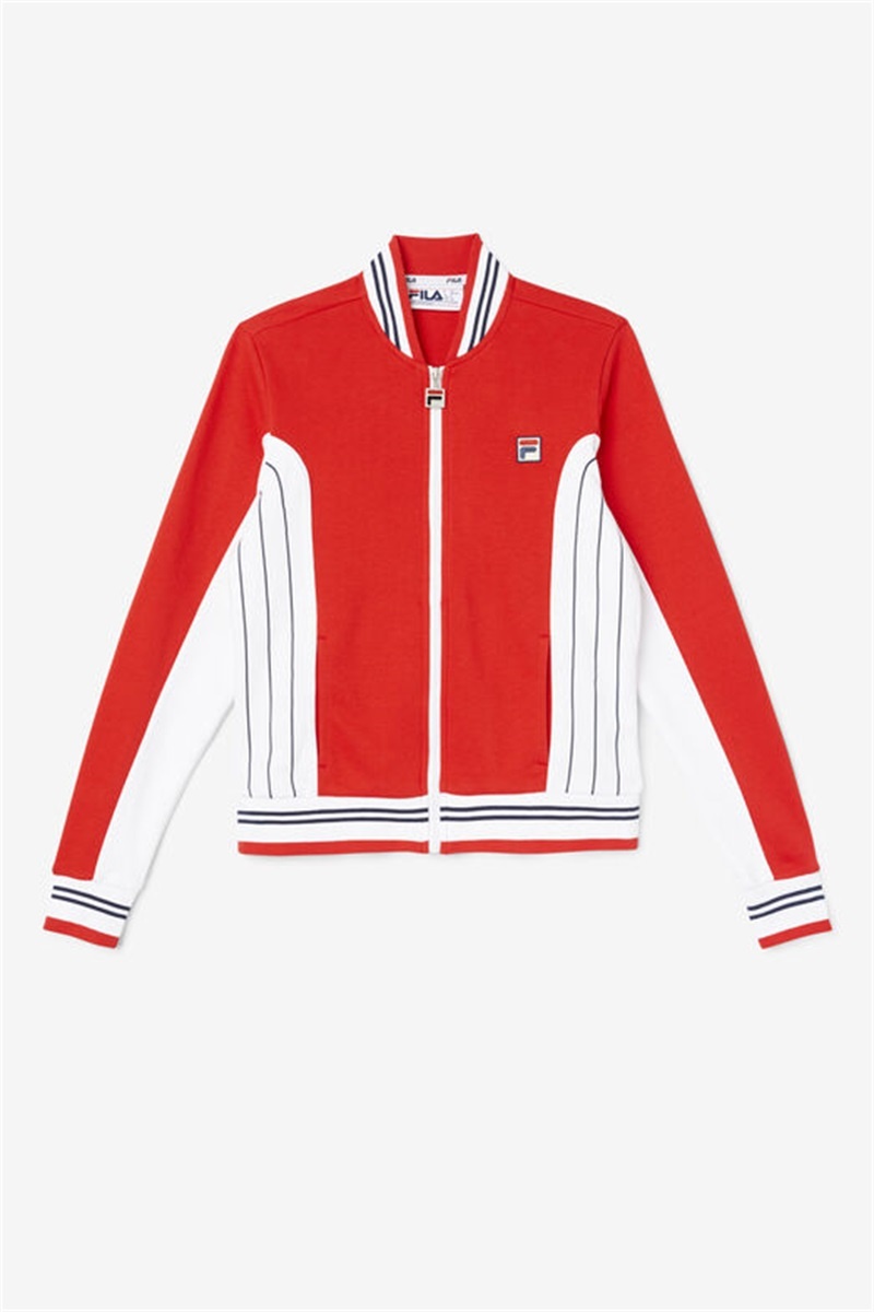 Red / White / Navy Women\'s Fila Settanta Ii Jackets | Saudi Arabia-416573