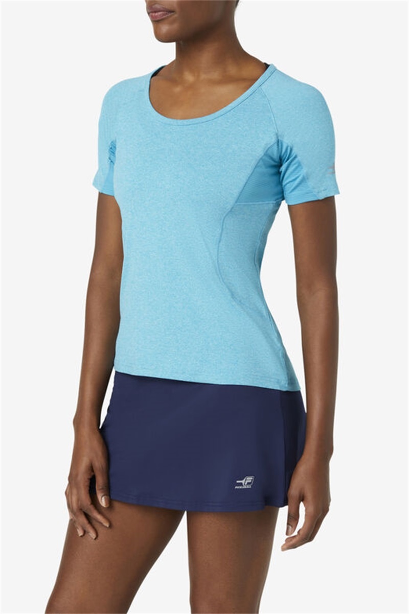 Turquoise Women's Fila Pickleball Short Sleeve Tops | Saudi Arabia-078914